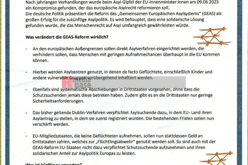 Gegen die GEAS-Reform - Kungebung am 20. Juni 2023 in Göttingen <i>Bild KPWittemann/R-mediabase</i> <br><a href=/confor2/?bld=76099&pst=76089&aid=187&dc=1947&i1=KPWittemann/R-mediabase>Anfrage Download Bild 76099</a>  <a href=/wp-admin/post.php?post=76099&action=edit> / Edit</a><br><a href=/?p=76089>Zum Beitrag 76089</a>