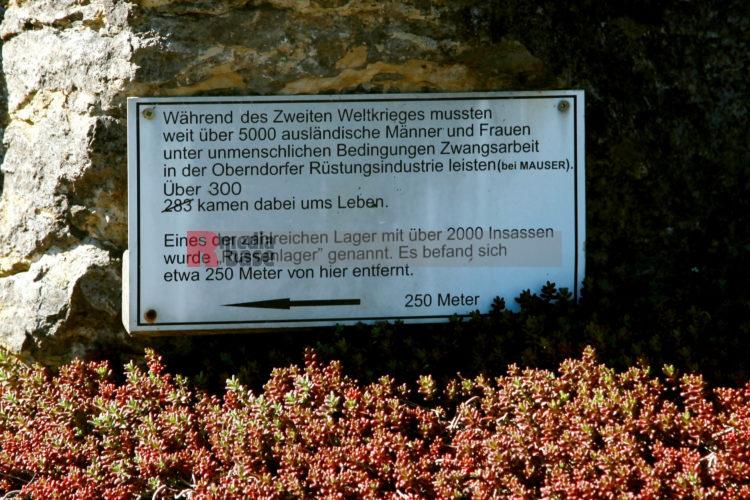 Zwangsarbeit Rüstungsindustrie Oberndorf # Mahn- und Gedenktafel.