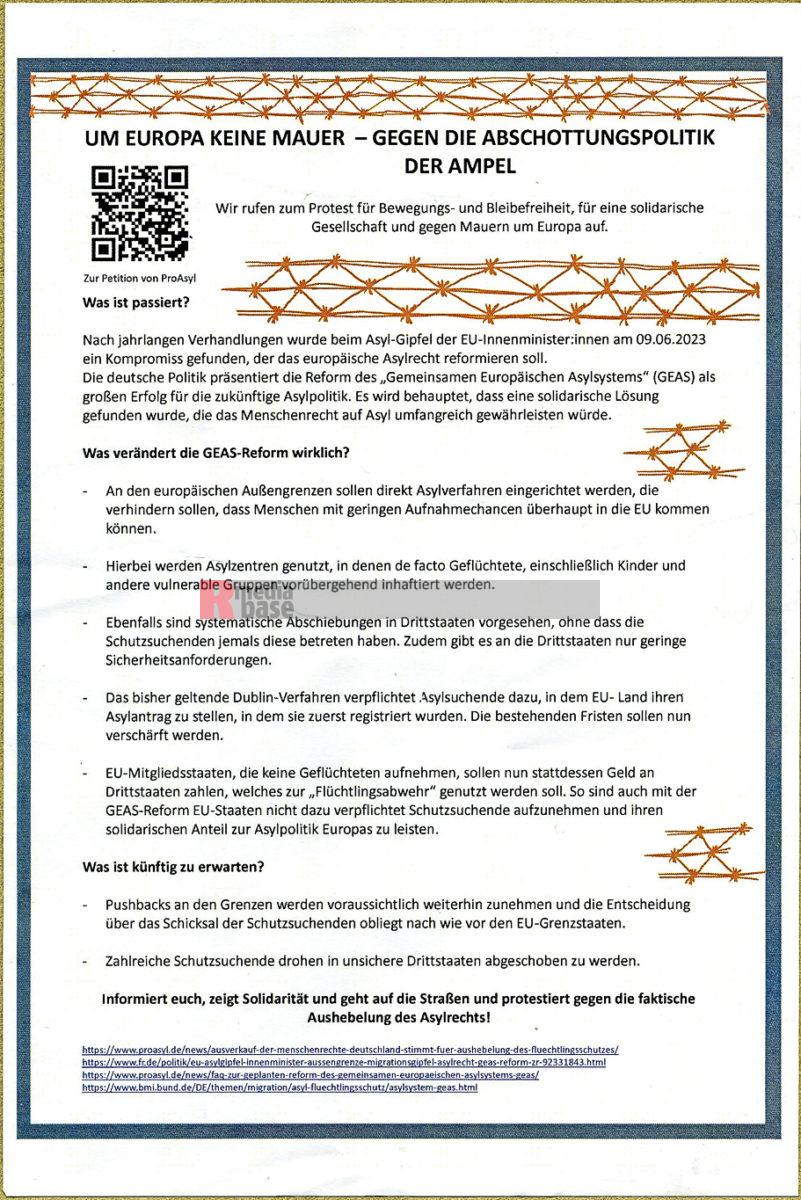 Gegen die GEAS-Reform - Kungebung am 20. Juni 2023 in Göttingen